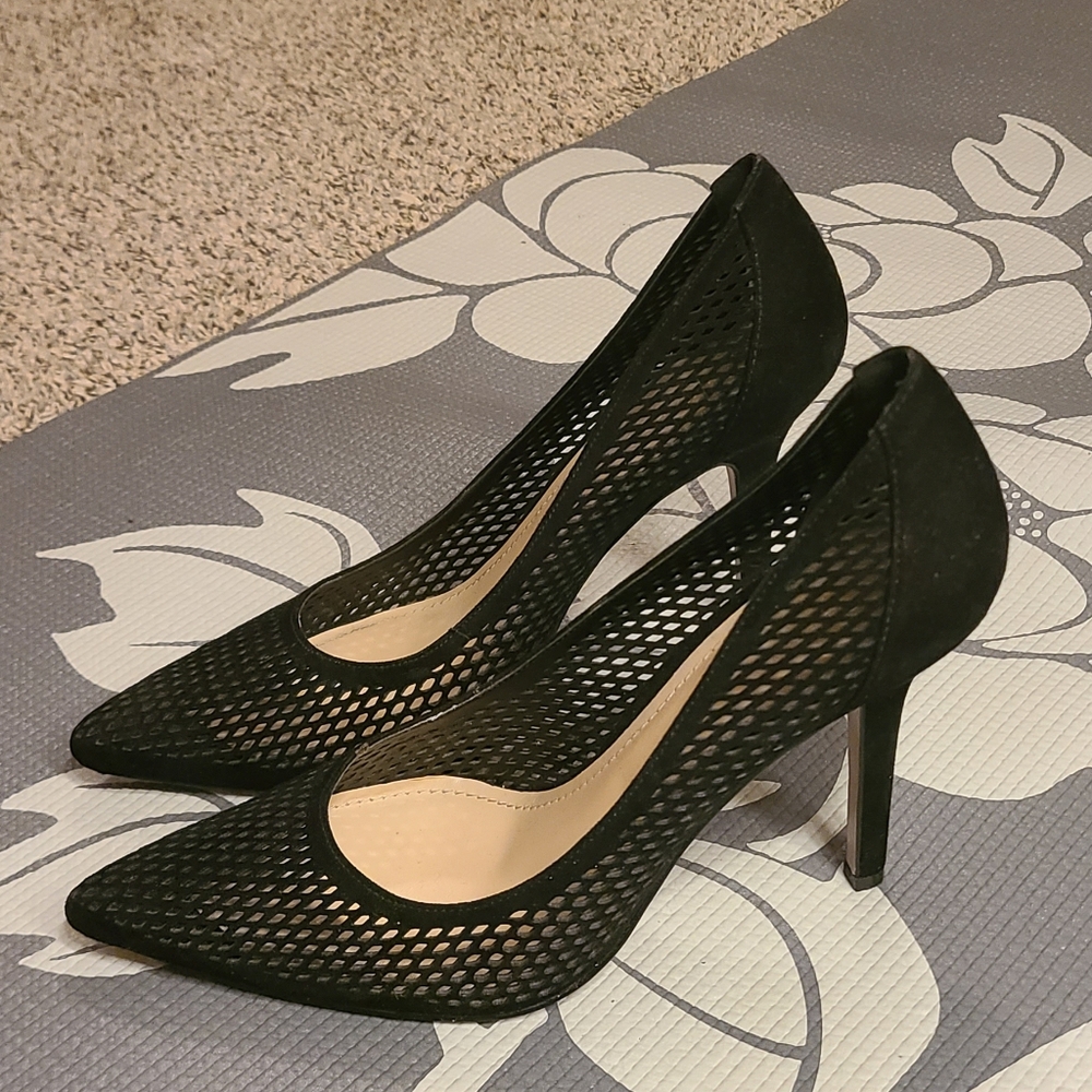 BCBGeneration Black Mesh Heels - Picture 2 of 5